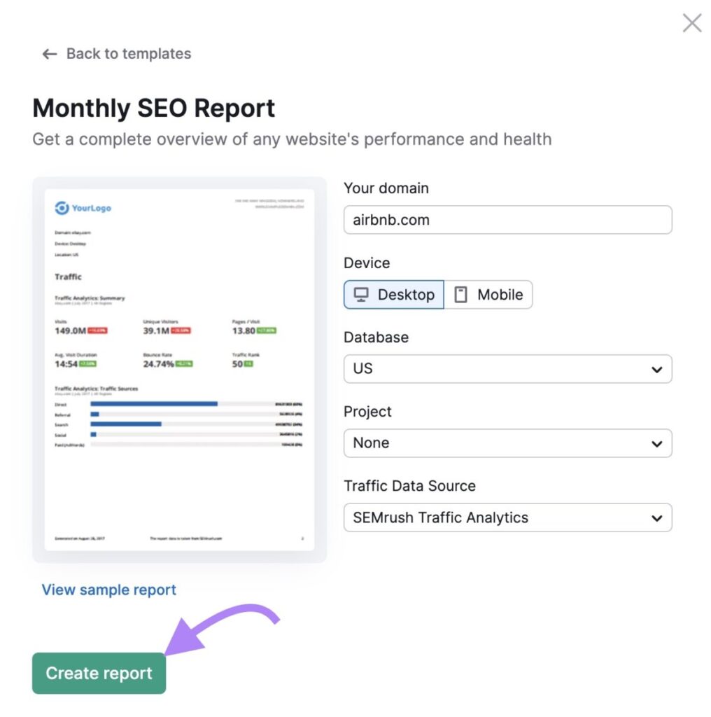 Monthly SEO report