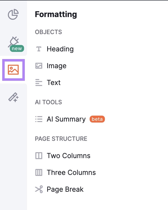 “Formatting” widgets